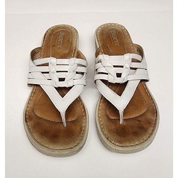 Born Tansey Wedge Slide Sandal Shoes Color White Size 8M - Picture 4 of 12